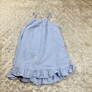 H&M Dress Girl's 4-5 Blue White Striped Sleeveless Dress Ruffle Hem Coastal